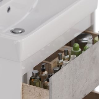 Тумба под раковину Lemark Combi LM03C80T-Beton 80 см белый глянец